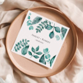 Serviette En Papier Elégante verdure Turquoise Aquarelle Mariage moder