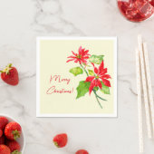 Serviette En Papier Elégante Vintage Poinsettia Joyeux Noël (En situation)
