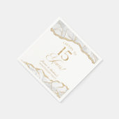 Serviette En Papier Élégante White Gold Agate 15e anniversaire fête (Coin)