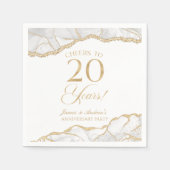 Serviette En Papier Élégante White Gold Agate 20e anniversaire fête (Devant)
