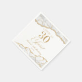 Serviette En Papier Elégante White Gold Agate 30e fête d'anniversaire (Coin)