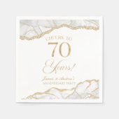 Serviette En Papier Elégante White Gold Agate 70e Anniversaire Party (Devant)