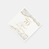 Serviette En Papier Elégante White Gold Agate 70e fête d'anniversaire (Coin)