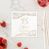 Serviette En Papier Elégante White Gold Agate 75e Anniversaire Party (En situation)