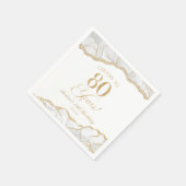 Serviette En Papier Elégante White Gold Agate 80e fête d'anniversaire (Coin)