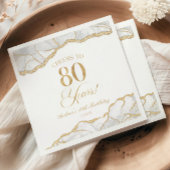Serviette En Papier Elégante White Gold Agate 80e fête d'anniversaire
