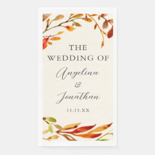 Serviette En Papier Élégantes feuilles d'automne aquarelle mariage ivo