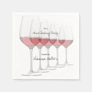 Serviette En Papier Élégantes Grandes Lunettes de Vin Rouge