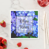 Serviette En Papier Elégantes hydrangées florales violettes bleues (En situation)