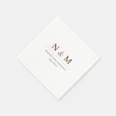 Serviette En Papier Élégantes Initiales Monogramme Brun Foncé Mariage (Coin)