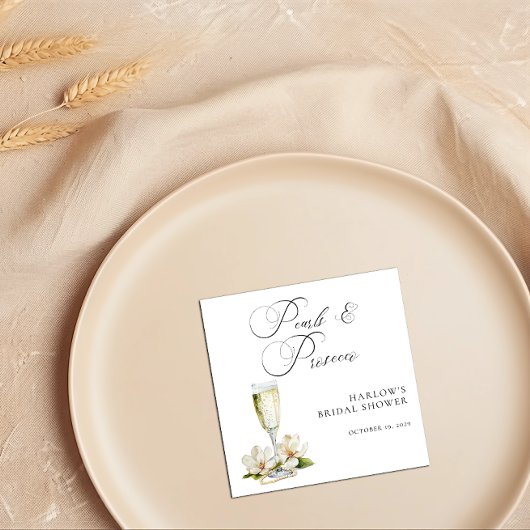 Serviette En Papier Élégantes Perles et Bridal Shower Prosecco 