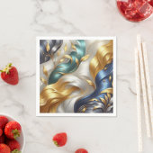 Serviette En Papier Élégantes perruques chic en or, argent, bleu, jaun (En situation)