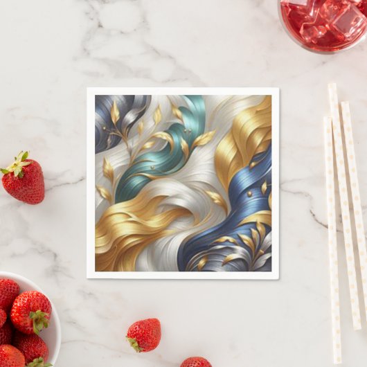 Serviette En Papier Élégantes perruques chic en or, argent, bleu, jaun (En situation)