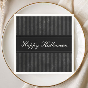 Serviette En Papier Élégantes rayures noires vintage Joyeux Halloween