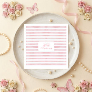 Serviette En Papier Élégantes rayures roses pour Baby Shower