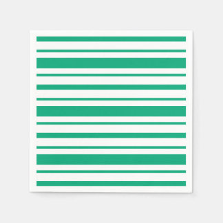 Serviette En Papier Élégantes rayures vert émeraude et blanc