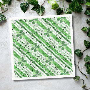 Serviette En Papier Élégantes rayures vertes et blanches Shamrock Pail
