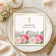 Élégantes roses de la croix d'or Floral Baptême