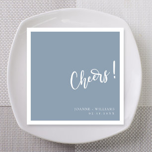 Serviette En Papier Élégantes serviettes Cheers bleu poussiéreux lettr