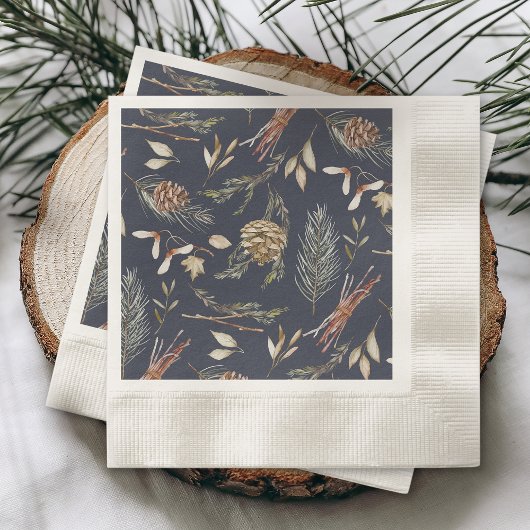 Serviette En Papier Élégantes serviettes d'hiver avec Pinecones