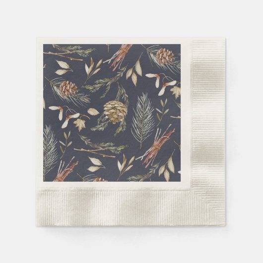 Serviette En Papier Élégantes serviettes d'hiver avec Pinecones (Devant)