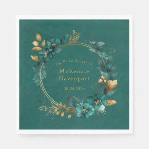 Serviette En Papier Élégantes serviettes Turquoise et Fêtes des mariée