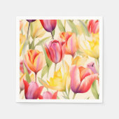 Serviette En Papier Élégantes tulipes aquarelles (Devant)