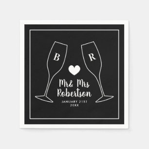 Serviette En Papier Élégantes verres à champagne à monogramme pour mar