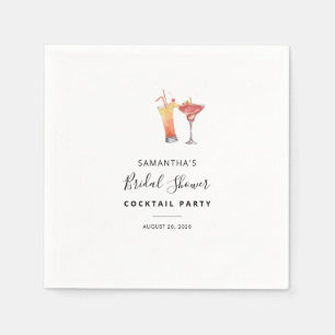 Serviette En Papier Élégants cocktails aquarelle douche de mariage