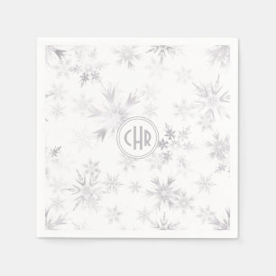 Serviette En Papier Élégants flocons blancs d'hiver