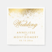 Serviette En Papier Élégants flocons de neige blancs et dorés (Devant)