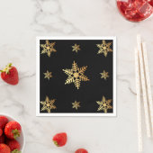 Serviette En Papier Élégants Snowflakes Gold Noël Sur Noir (En situation)