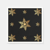 Serviette En Papier Élégants Snowflakes Gold Noël Sur Noir (Devant)