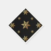 Serviette En Papier Élégants Snowflakes Gold Noël Sur Noir (Coin)