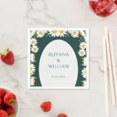 Serviette En Papier Elegent Floral Green Daisy Minimal  (En situation)