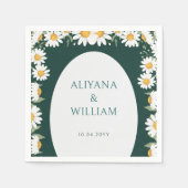 Serviette En Papier Elegent Floral Green Daisy Minimal  (Devant)