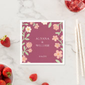 Serviette En Papier Elegent Floral Pink Border Minimal (En situation)