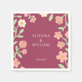 Serviette En Papier Elegent Floral Pink Border Minimal (Devant)