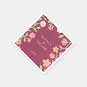 Serviette En Papier Elegent Floral Pink Border Minimal (Coin)