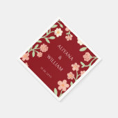 Serviette En Papier Elegent Floral Red Border Minimal  (Coin)