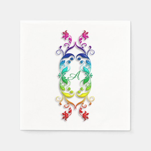 Serviette En Papier Elément à fleurs arc-en-ciel de style baroque. Mon (Devant)