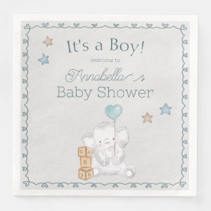 Serviette En Papier Élément de peinture à l'aquarelle de bébé éléphant