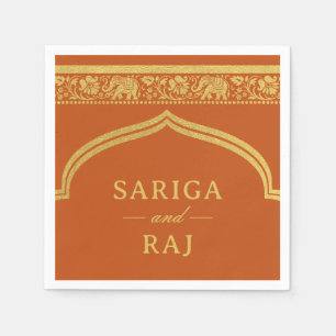 Serviette En Papier Élément or & Fleur de Lotus Mariage sous l'Arche M