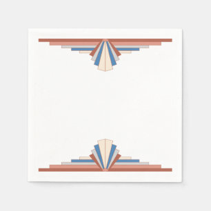 Serviette En Papier Éléments Art déco en or rose & bleu12d