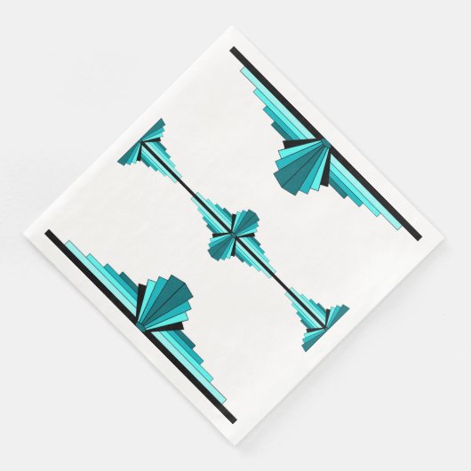 Serviette En Papier Éléments Art déco en vert turquoise (Coin)