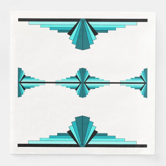 Serviette En Papier Éléments Art déco en vert turquoise (Devant)