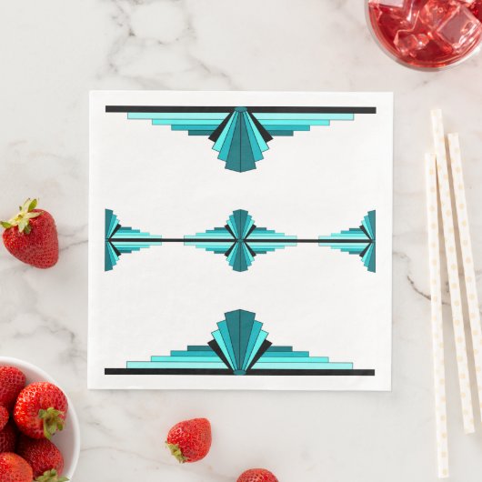 Serviette En Papier Éléments Art déco en vert turquoise (En situation)
