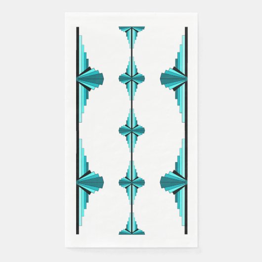 Serviette En Papier Éléments Art déco en vert turquoise (Devant)