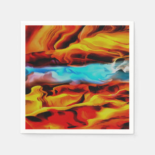 Serviette En Papier Eléments Chauds Et Froids Acrylique Verser Abstrai