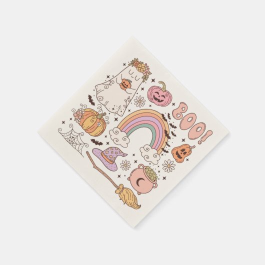 Serviette En Papier Éléments de Halloween Mignons Rétro Tendance Fantô (Coin)